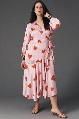 Mesh Heart Wrap Maxi Dress