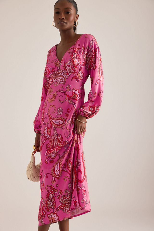 Never Fully Dressed Abito Midi Emma con Scollo a V Stampa Paisley #2