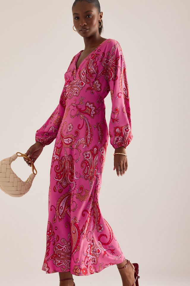 Never Fully Dressed Abito Midi Emma con Scollo a V Stampa Paisley #5