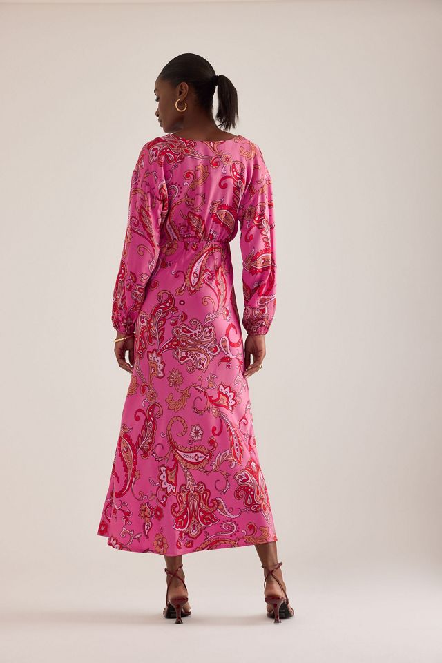 Never Fully Dressed Abito Midi Emma con Scollo a V Stampa Paisley #1