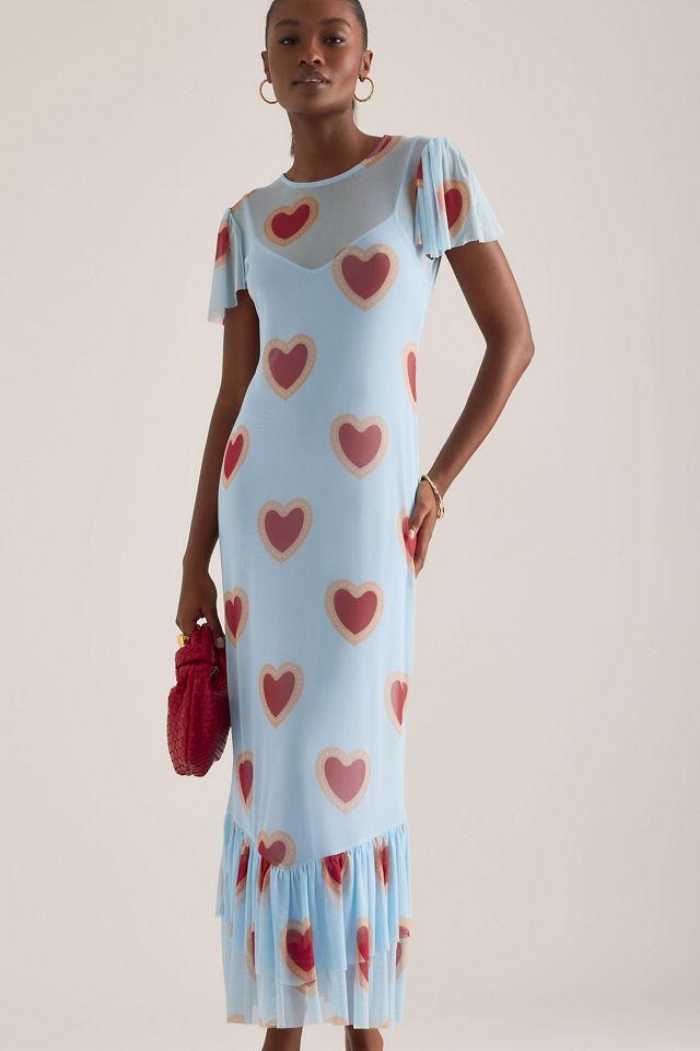 Vestido Maxi de Malla con Estampado de Corazones Katie de Never Fully Dressed #3