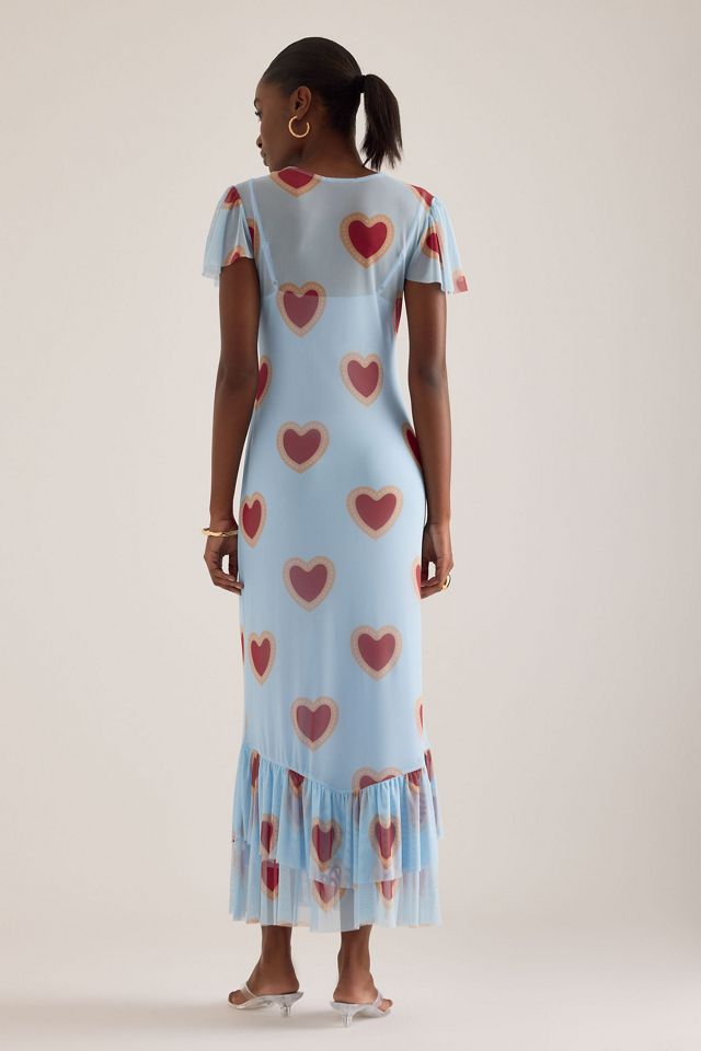 Vestido Maxi de Malla con Estampado de Corazones Katie de Never Fully Dressed #5