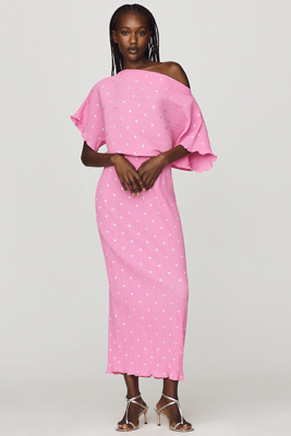 Never Fully Dressed Tilly Draped Midi Dress In Pink