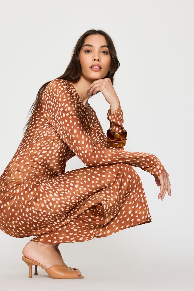 Never Fully Dressed Soho Deer Print Satin Maxi Dress #2