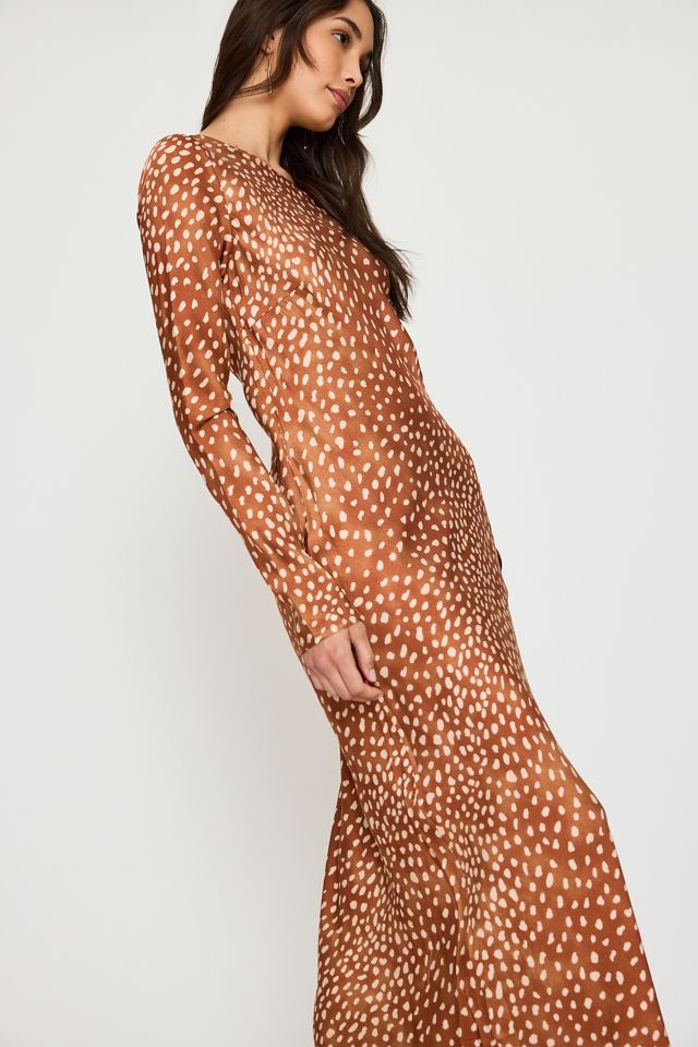 Never Fully Dressed Soho Deer Print Satin Maxi Dress #3