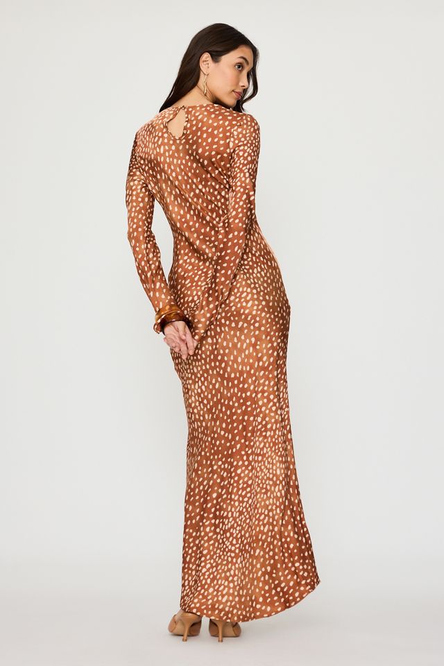 Never Fully Dressed Soho Deer Print Satin Maxi Dress #4