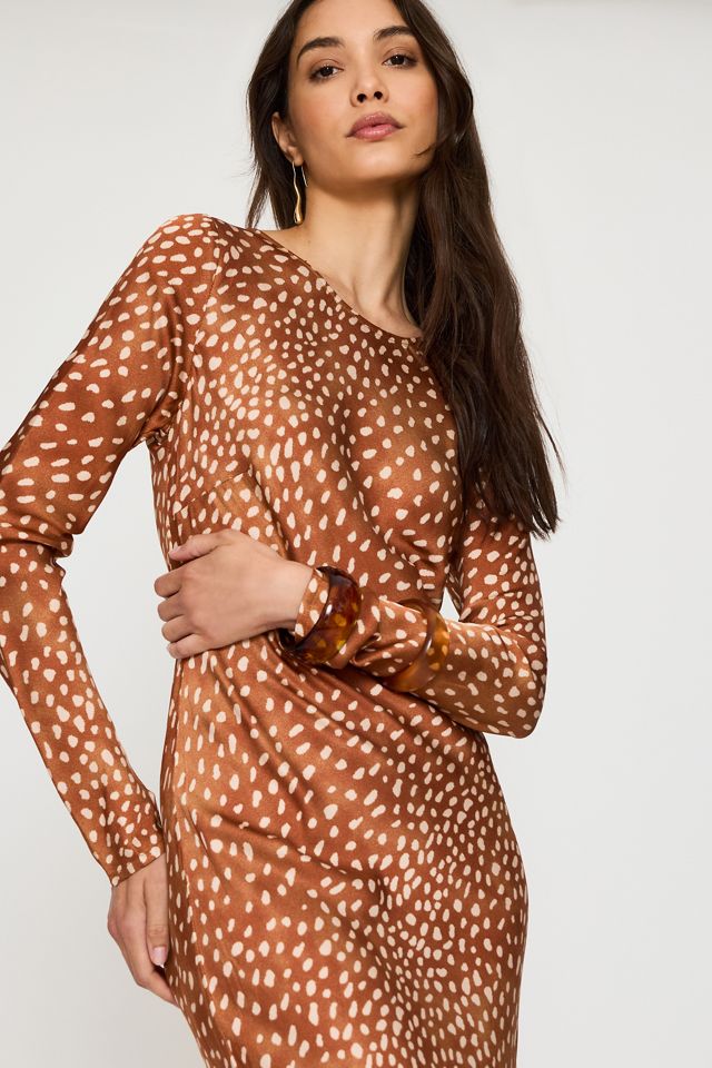 Never Fully Dressed Soho Deer Print Satin Maxi Dress #5