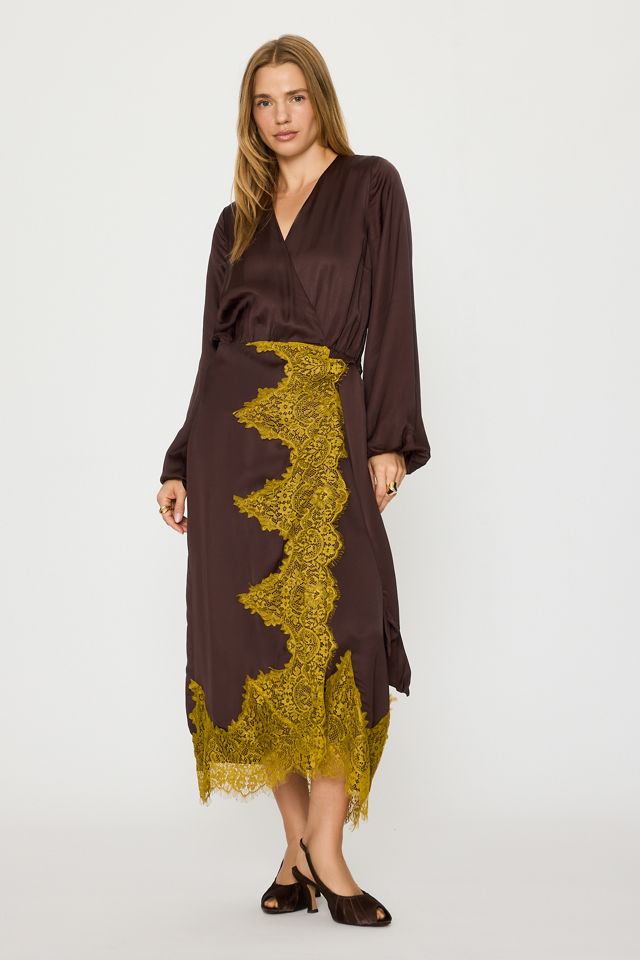 Never Fully Dressed Isabella Satin Midi Wrap Dress #1