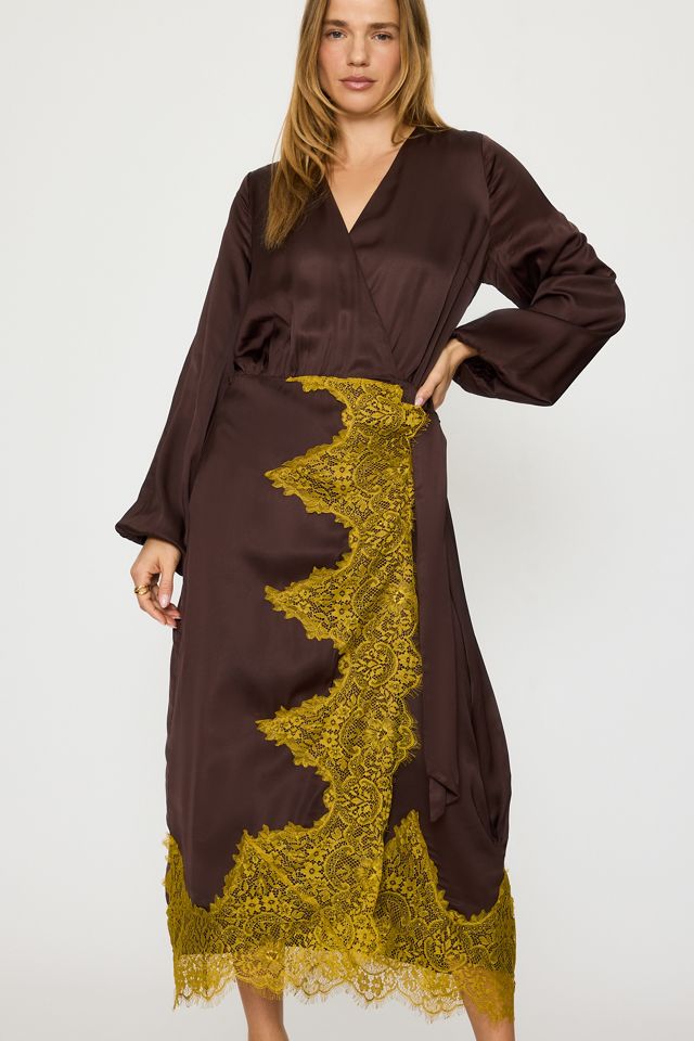 Never Fully Dressed Isabella Satin Midi Wrap Dress #3