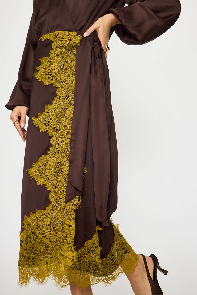 Never Fully Dressed Isabella Satin Midi Wrap Dress #4