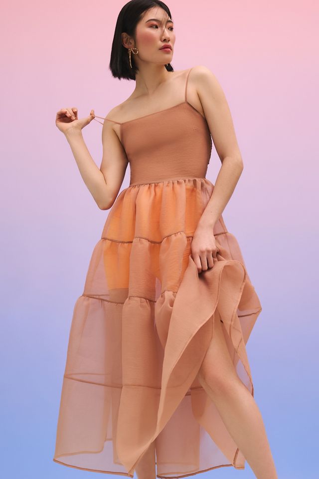 ohsevendays tiered sheer midi dress OhSevenDays Tiered Sheer Midi Dress