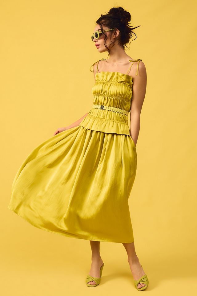 OhSevenDays Silky Ruched TieStrap Dress Anthropologie