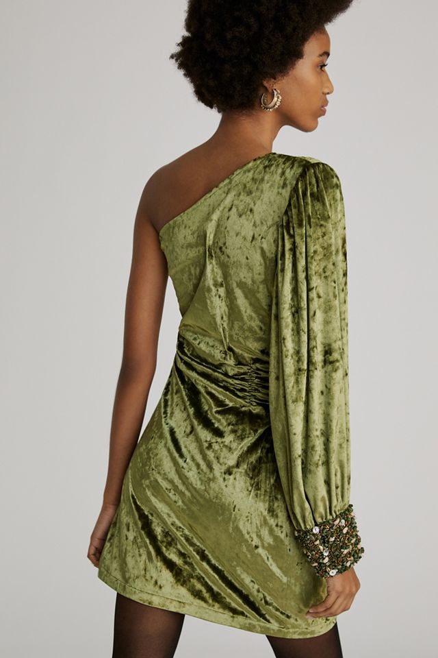 Nirmooha One-Shoulder Velvet Mini Dress #3