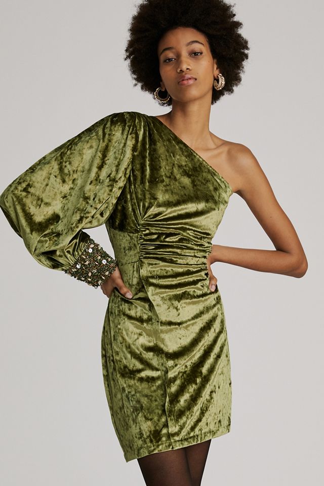 Nirmooha One-Shoulder Velvet Mini Dress #4