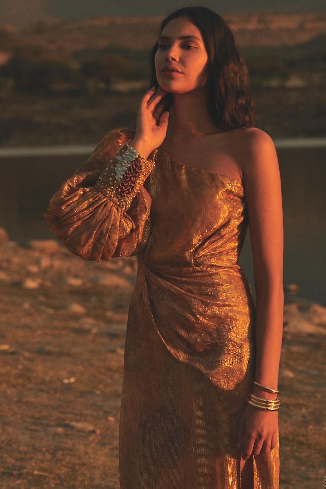 Anthropologie best sale gold dress