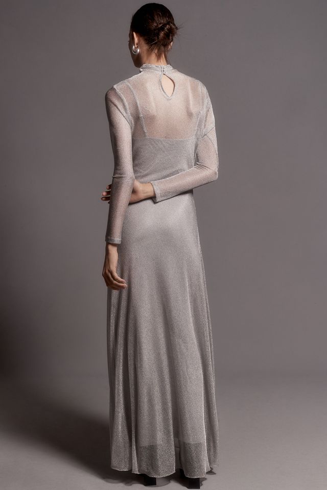 Bloni Sheer Mock-Neck Sparkle Mesh Dress #2