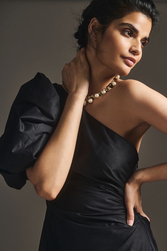 Aureta Studio One-Shoulder Puff-Sleeve Dress #2