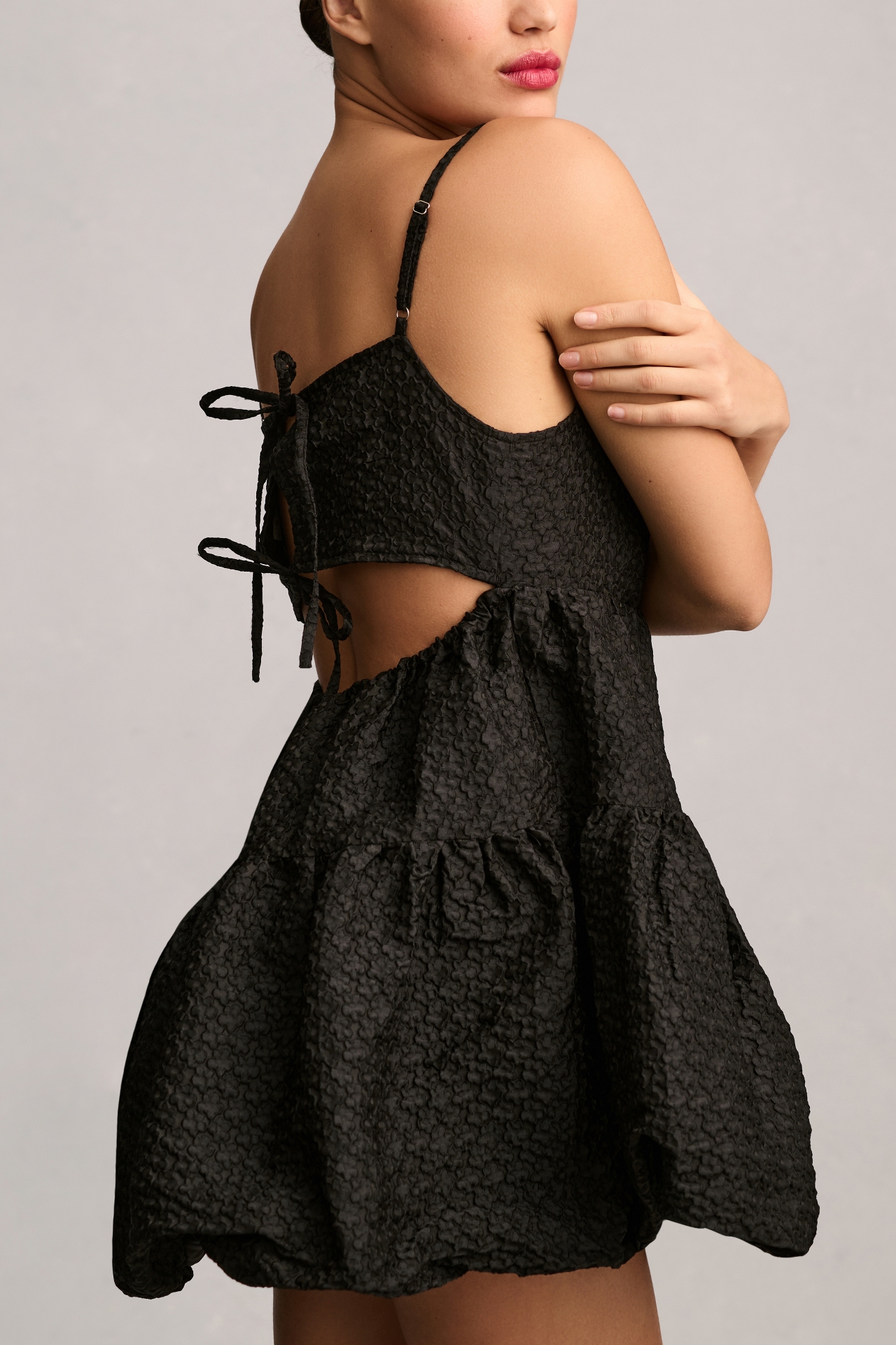 Aureta Studio x Anthropologie Square-Neck Bubble-Hem Mini Dress