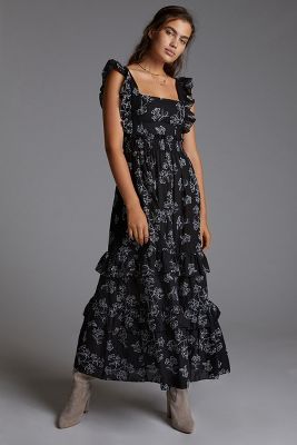 Embroidered Floral Maxi Dress | Anthropologie