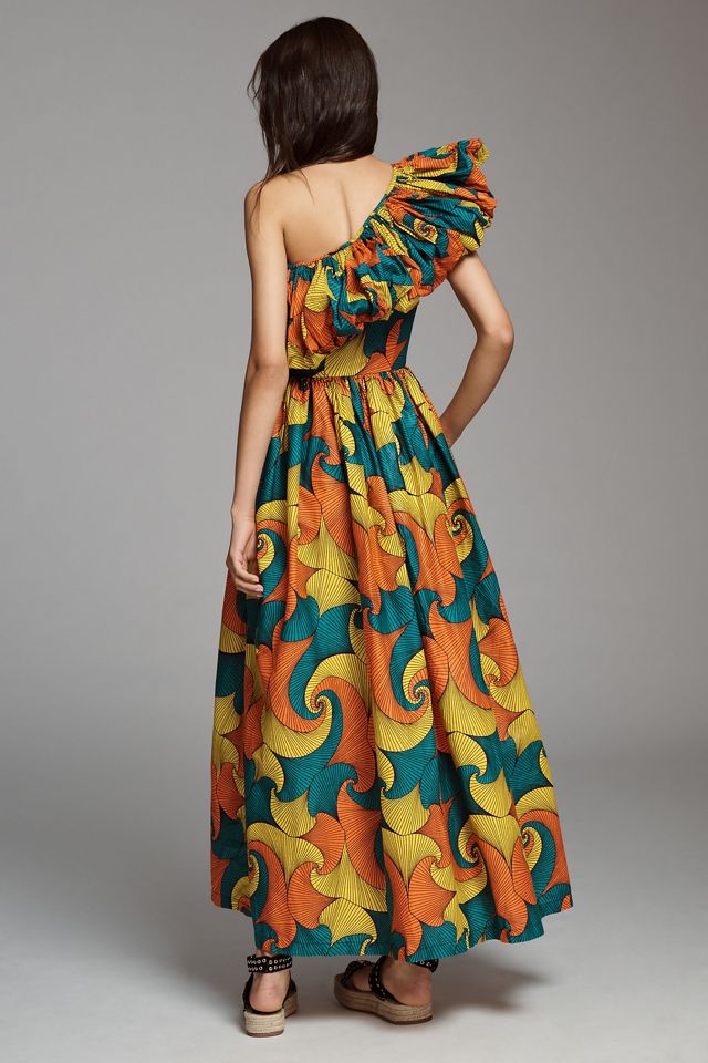 SIKA Printed One-Shoulder Ruffle Dress #1