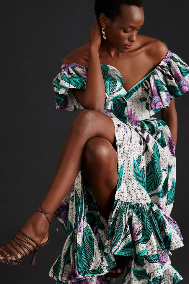 SIKA Off-The-Shoulder Printed Maxi Dress #4