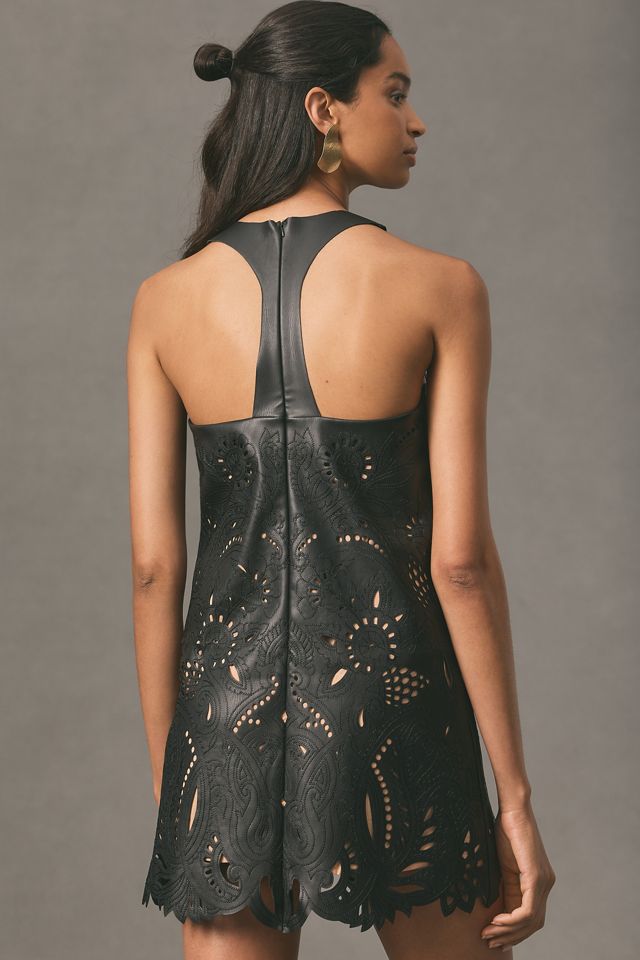 anthropologie black leather dress Pilcro Sleeveless Faux Leather Corset Midi Dress