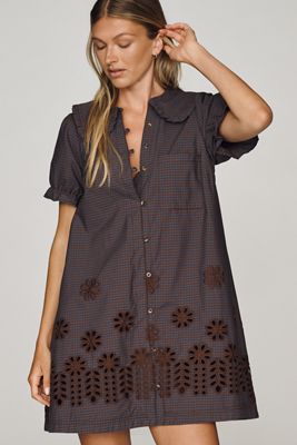 Pilcro Keira 100% Cotton Embroidered Mini Dress