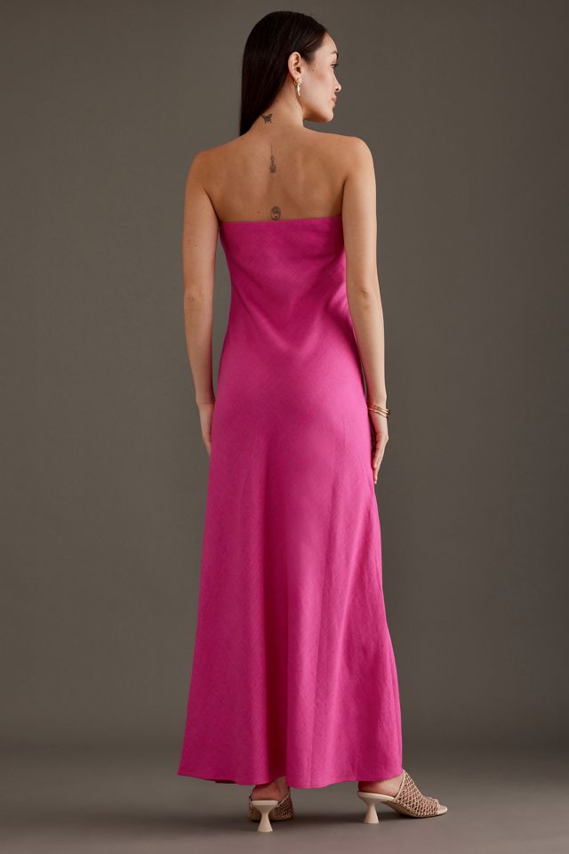 The Fleur Strapless Linen-Blend Maxi Slip Dress