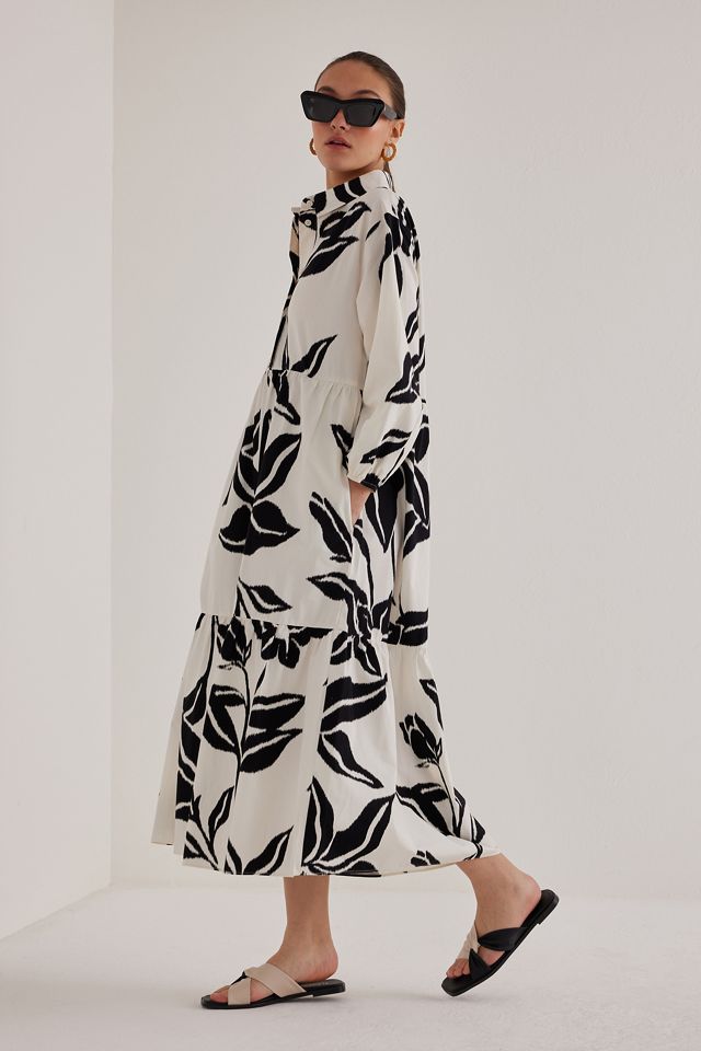 The Bettina Tiered Midi Shirt Dress by Maeve #1