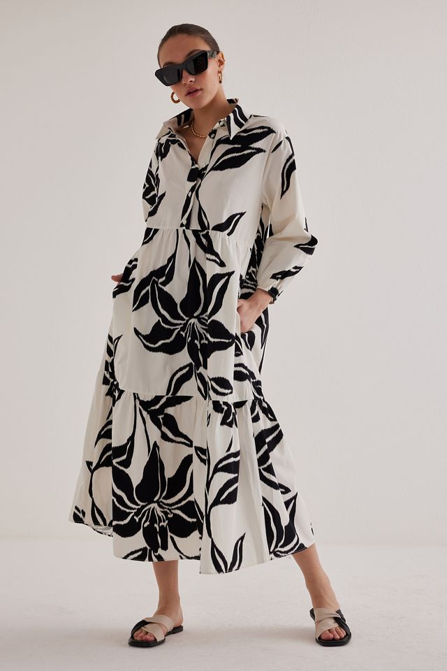 The Bettina Tiered Midi Shirt Dress by Maeve #3