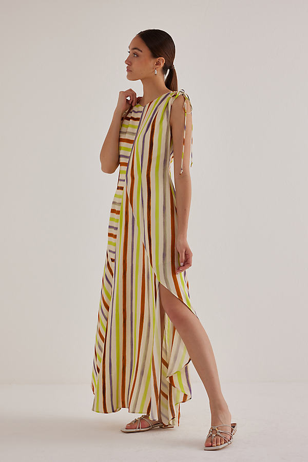ANiiC Honor Sleeveless Stripe Asymmetrical Ruffle Maxi Dress