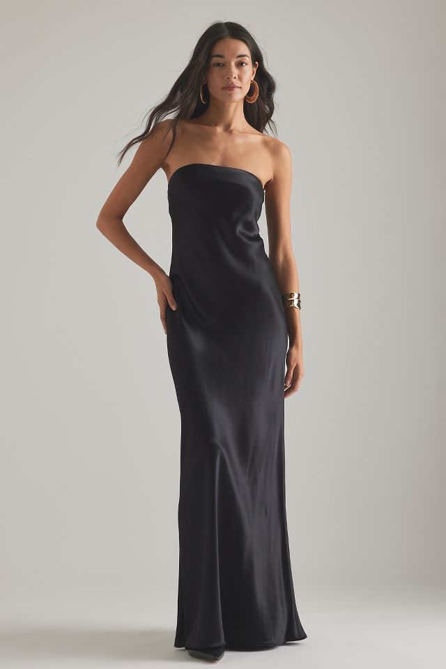 The Fleur Strapless Satin Maxi Slip Dress Anthropologie UK