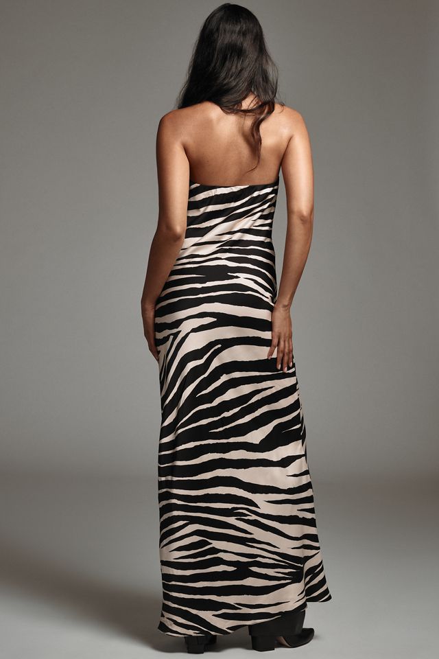 Das Fleur Trägerlose Satin-Maxikleid #1