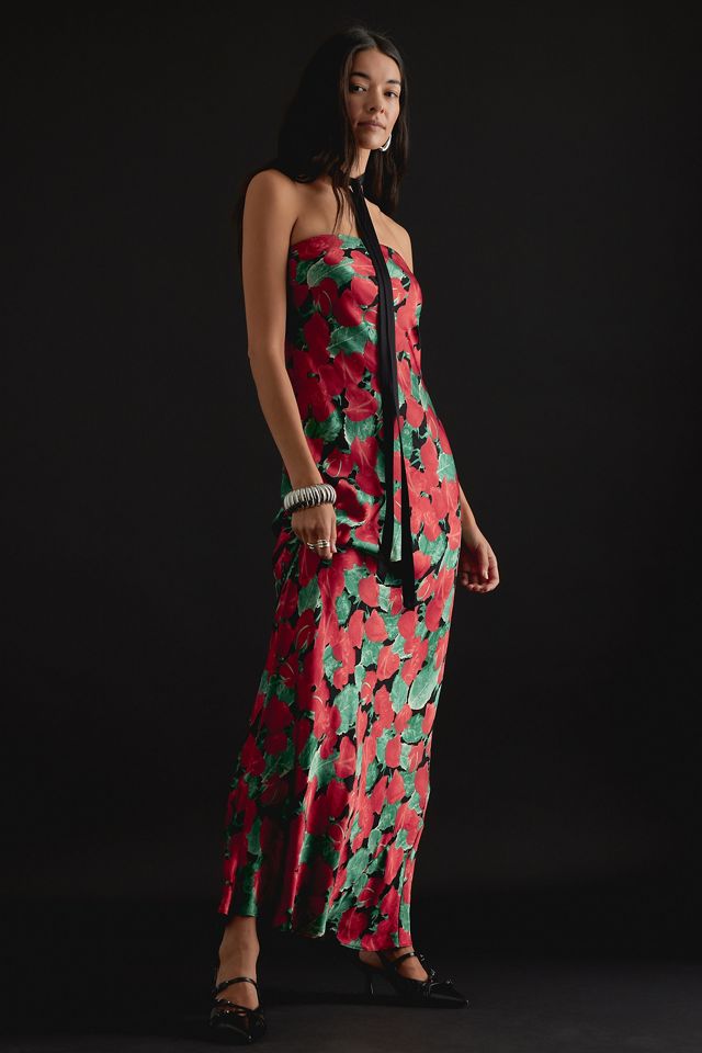 The Fleur Strapless Satin Maxi Slip Dress #4