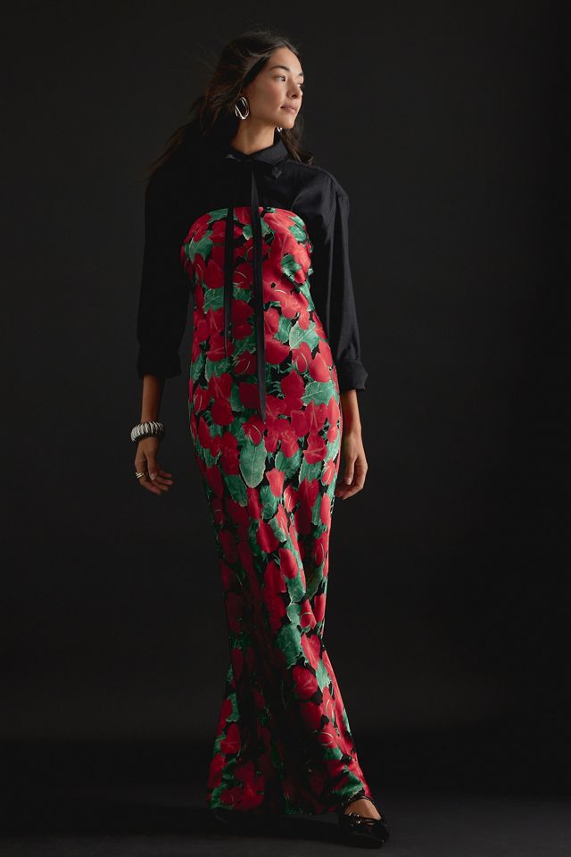 The Fleur Strapless Satin Maxi Slip Dress #2