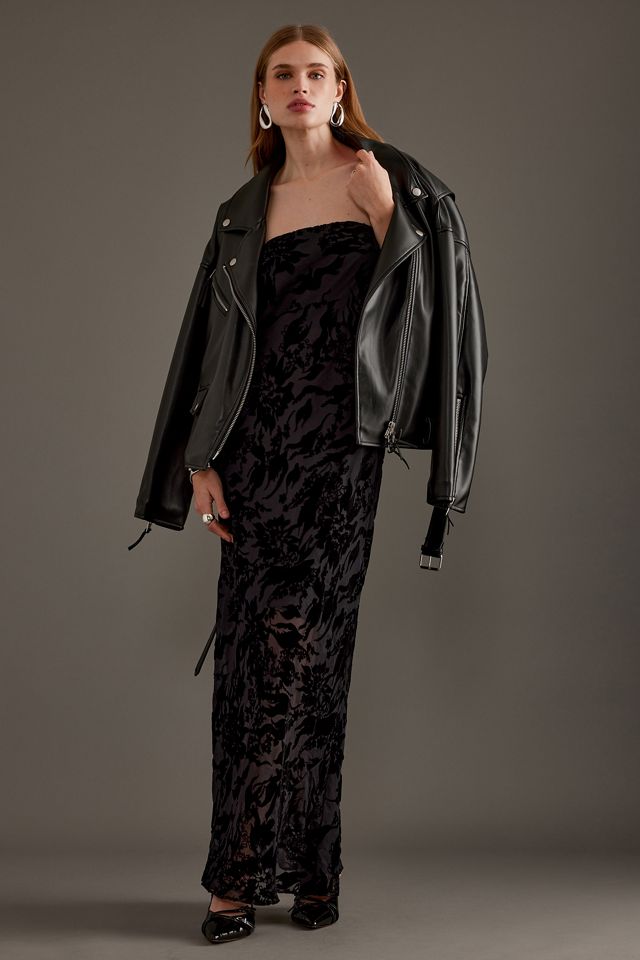 The Fleur Strapless Velvet Burnout Maxi Slip Dress #3