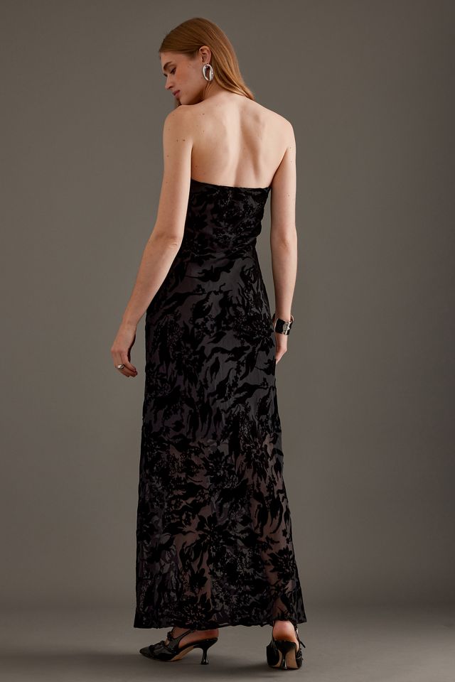 The Fleur Strapless Velvet Burnout Maxi Slip Dress #1