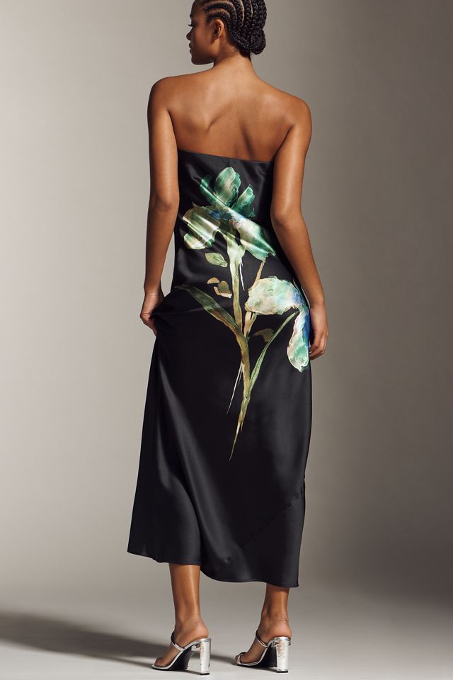 The Fleur Strapless Satin Maxi Slip Dress #3