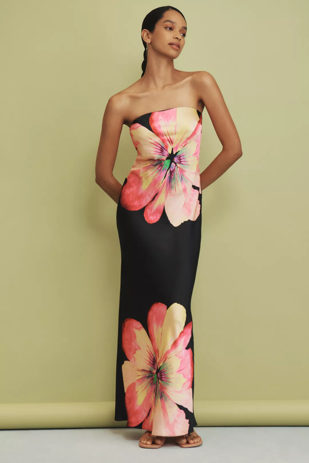 The Fleur Strapless Satin Maxi Slip Dress