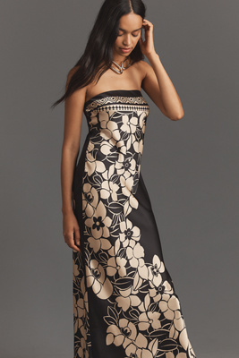 the fleur strapless satin maxi slip dress The Fleur Anthropologie Strapless Satin