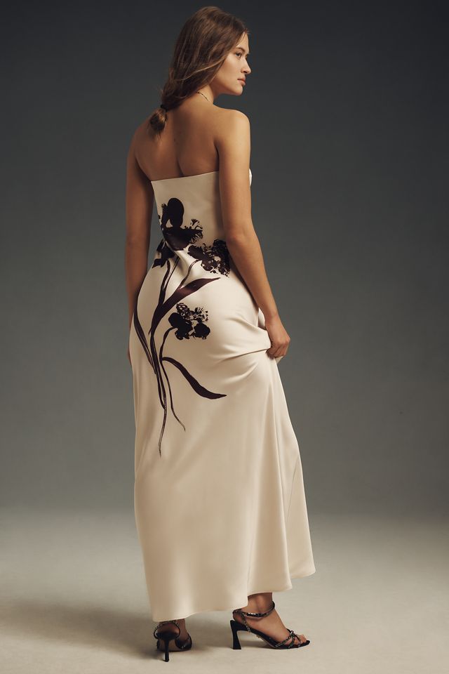 The Fleur Strapless Satin Maxi Slip Dress #1