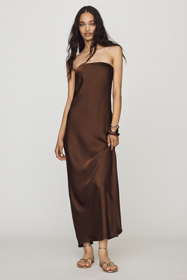Fleur Strapless Satin Maxi Slip Dress