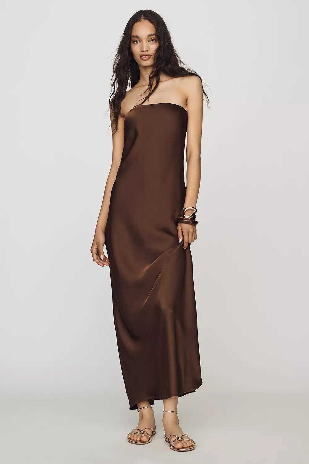 Fleur Strapless Satin Maxi Slip Dress