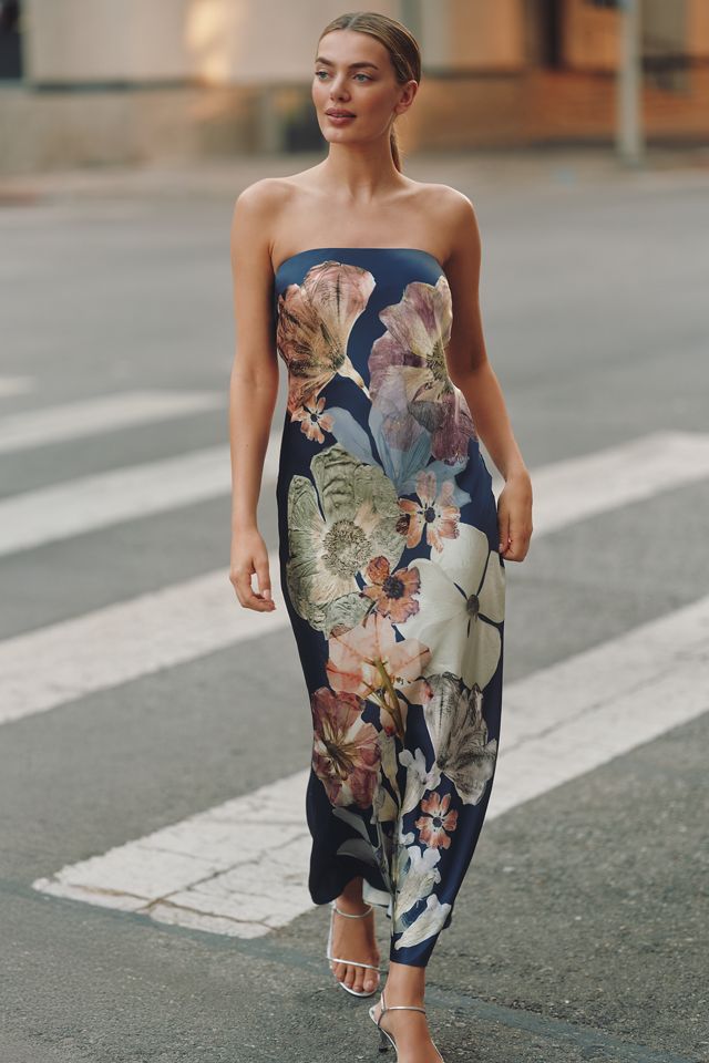The Fleur Strapless Satin Maxi Slip Dress #2