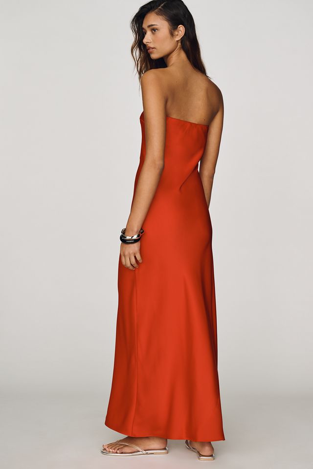 The Fleur Strapless Satin Maxi Slip Dress #2