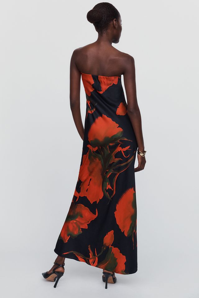 Fleur Strapless Satin Maxi Slip Dress #1