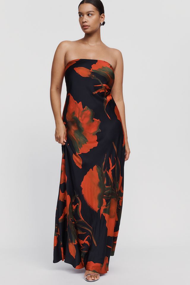 Fleur Strapless Satin Maxi Slip Dress #7
