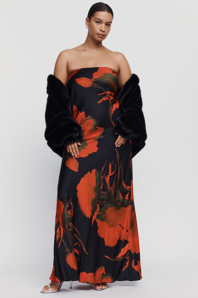 Fleur Strapless Satin Maxi Slip Dress | Anthropologie