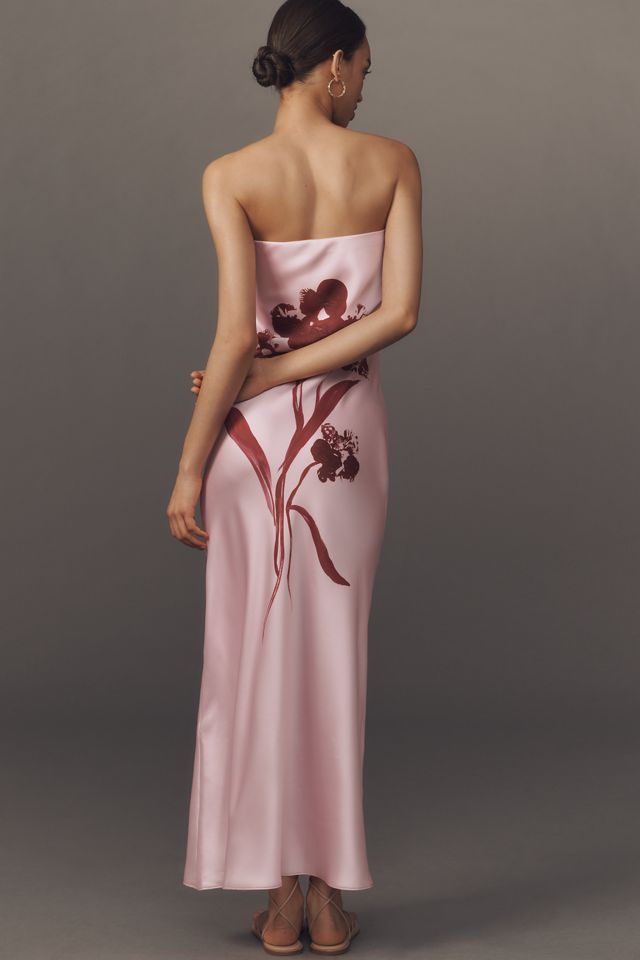 The Fleur Strapless Satin Maxi Slip Dress #1