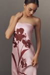 By Anthropologie Strapless Satin Maxi Slip Dress